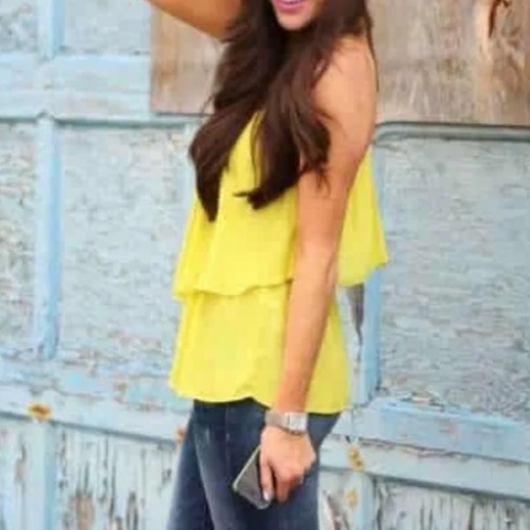 Forever21 Yellow Layered Flowy Tank Top - Picture 2 of 6